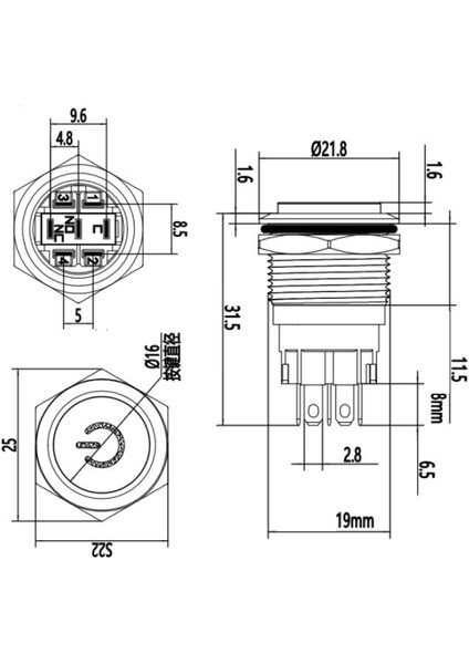 19A-G1Z-C 19MM Çıkık Anahtarlı Işıklı Power Metal Buton - Yeşil modelleri