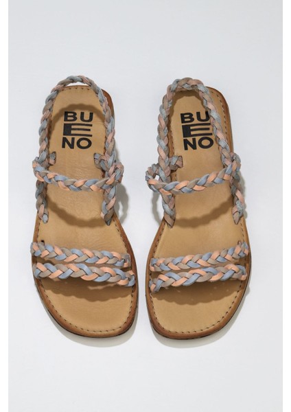 Pudra Multi Deri Kadın Düz Sandalet