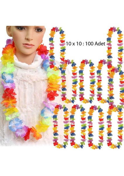 Hawaii Partisi Havai Çiçekli Kolye Çelengi 100 Adet