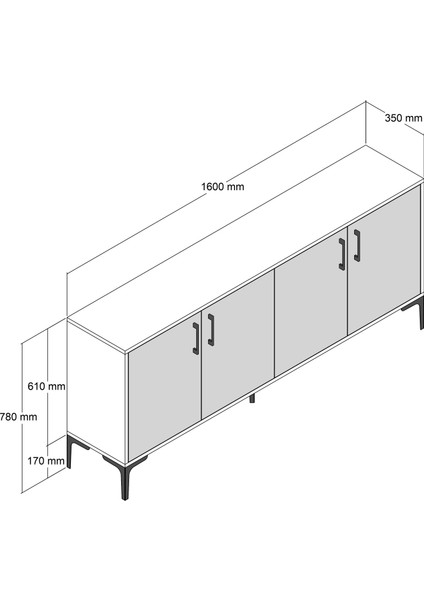 Variant Mobilya Kiev 160 cm Konsol - Ceviz / Antrasit