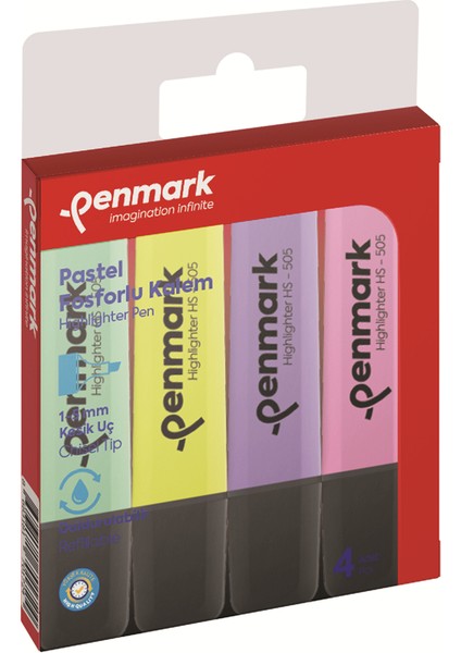 Fosforlu Kalem 4'lü Renk Pastel