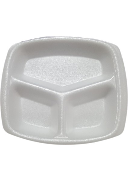 Üç Gözlü Köpük Tabak 200lü 3 Gözlü Köpük Tabldot 200 Adet Beyaz