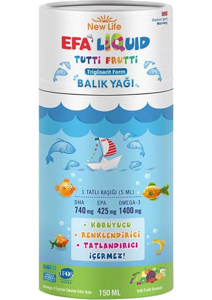 New Life Efa Liquid Balık Yağı Sıvı 150 ml - Tutti Frutti