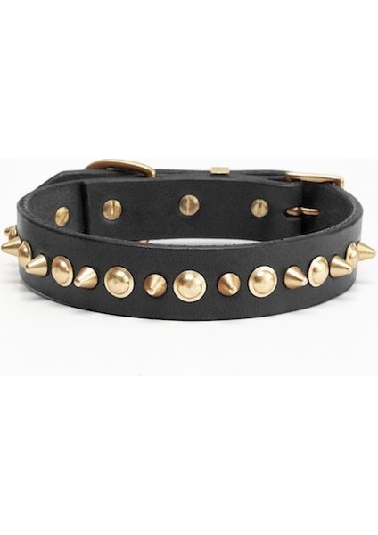 CecePet Ares Handmade Deri Köpek Tasması Siyah M (36-45CM) Cl-Ar-Bl-M