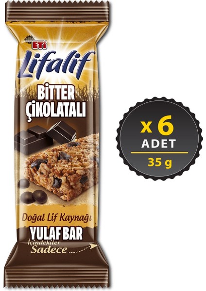 Lifalif Bitter Çikolatalı Yulaf Bar 35 g x 6 Adet
