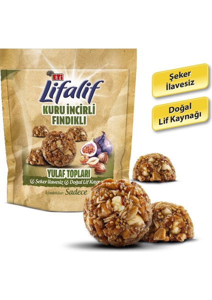 Lifalif Kuru İncirli Fındıklı Yulaf Topları 38 g x 16 Adet