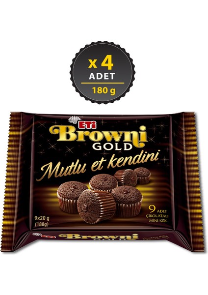 Browni Gold Mini Çikolatalı Kek 180 g x 4 Adet