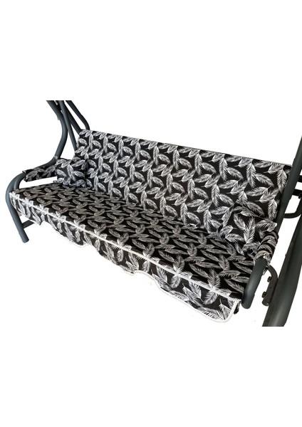 3 Kişilik Salıncak Minderi Süngerli Kılıfı Siyah Tüy Bahçe Minderi