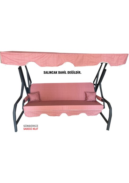 3 Kişilik Salıncak Minderi Süngersiz Kılıfı Gül Kurusu Bahçe Minderi