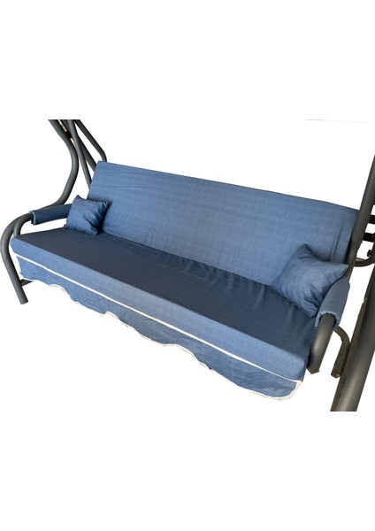 3 Kişilik Salıncak Minder Seti Süngerli Kılıfı Lacivert Bahçe Minderi modelleri
