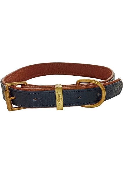 Baldur Handmade Deri Köpek Tasması Mavi M (36-45CM) Cl-Ba-B-M