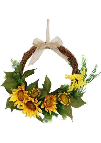 15 '' Yapay Ayçiçeği Çelenkleri Sarı Ayçiçeği ve Yeşil ile Çiçek Çelenk (Yurt Dışından) fiyatları