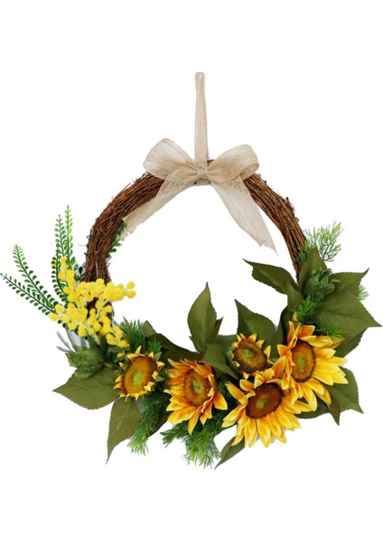 15 '' Yapay Ayçiçeği Çelenkleri Sarı Ayçiçeği ve Yeşil ile Çiçek Çelenk (Yurt Dışından) modelleri