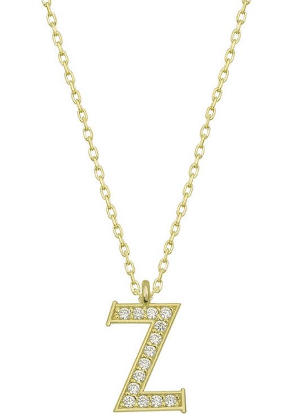 Gümüş Gold Z Harfi Kadın Kolye