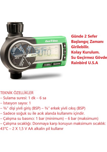 Otomatik Peyzaj Çim Sulama Seti - Fiskiye x 5AD.+PILLI Zaman Saati + Boru ve Ek Malzemeler modelleri
