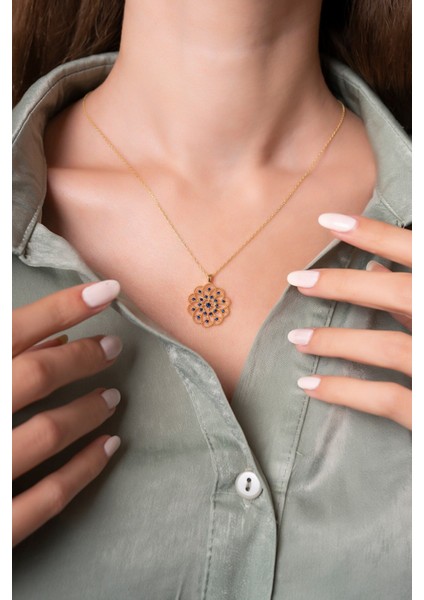 Yaşam Çiçeği Parlement Taşlı 14 K Gold Kaplama Kadın Kolye modelleri