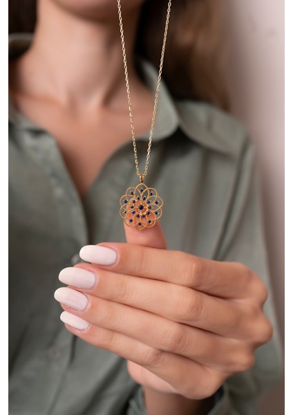 Yaşam Çiçeği Parlement Taşlı 14 K Gold Kaplama Kadın Kolye fırsatları