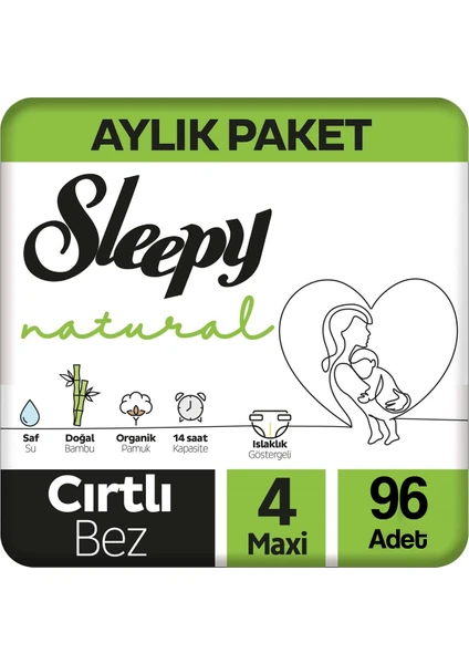 Natural Hassas Bebek Bezi 4 Numara 7-16 kg 96'lı