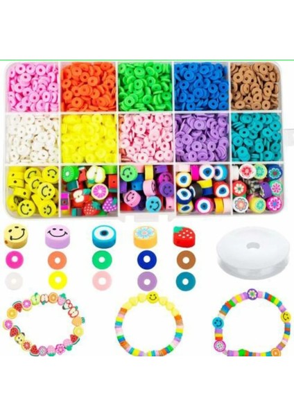 100 Adet Fimo Figür Boncuk 10 Renk Fimo Boncuk Takı Yapım Seti