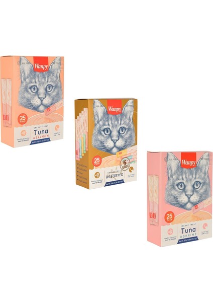 Kedi Ödül Çubuğu Sıvı Karışık Paket 25 Adet 14 gr (3 Adet)
