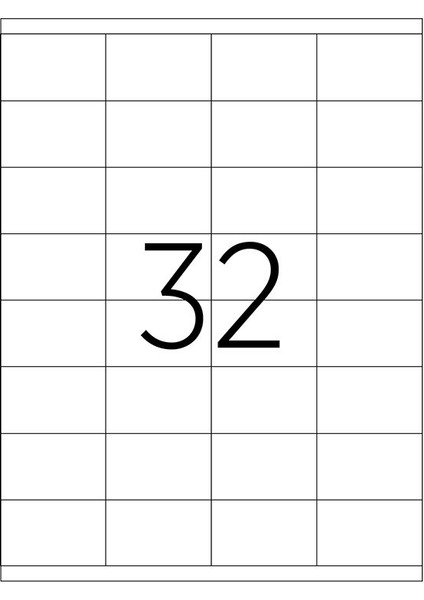 A1-2032 Ebat 52 x 35 mm Lazer Etiket A4 Sayfada 32 Etiket
