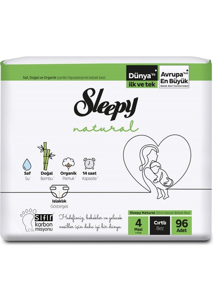 Natural Bebek Bezi Maxi 4 No 96 lı