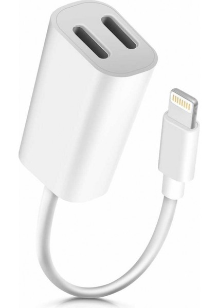 Iphone Çift Lightning Çıkışlı Kablo Beyaz Dual Audio To Charge Adaptör MA015