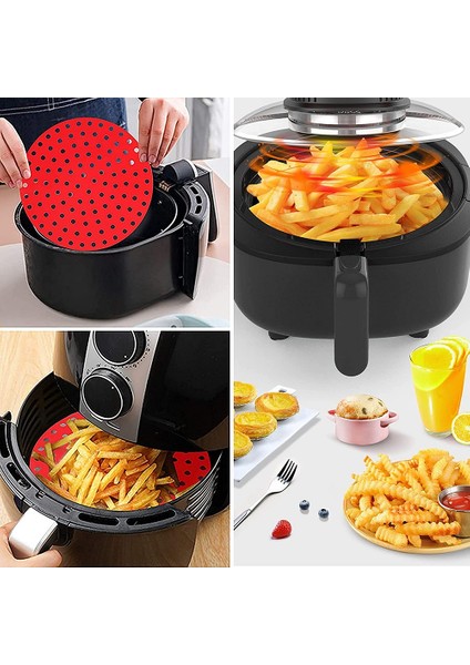 2 Adet 8,5" Yeniden Kullanılabilir Havalı Fritöz Pedi Silikon(Yurt Dışından)