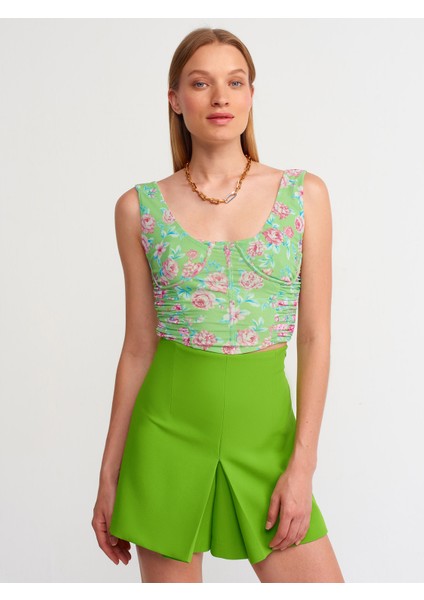 70347 Pileli Şort Etek-Fıstık Y. modelleri