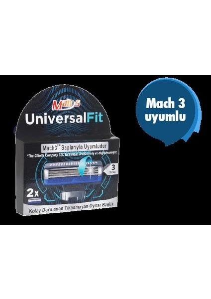 Universalfit 3 Bıçaklı Sistem Tıraş Bıçağı Yedeği - Kayganlaştırıcı Bantlı ve Kolay Durulanan Seramik Kaplı Bıçaklar