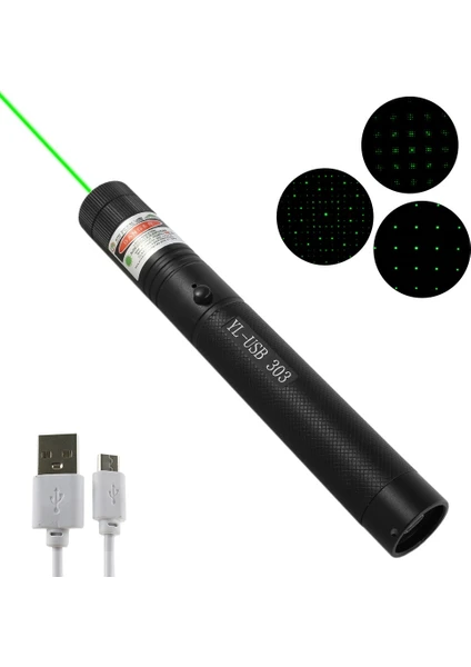 USB Şarjlı Uzun Menzilli Yeşil Lazer Pointer