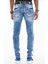 CD505 Desenli Dikişli Skinny Fit Mavi Erkek Jeans 4
