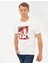 Erkek Ekru Slim Fit Baskılı Bisiklet Yaka Tişört 50254023-VR019 1