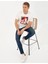 Erkek Ekru Slim Fit Baskılı Bisiklet Yaka Tişört 50254023-VR019 2