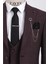 Bordo Desenli Slim Fit Takım Elbise 2