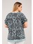 Leopar Desenyanları Yırtmaçlı Yağ Yıkama Kısa Kol Tshirt-Açık Yeşil 5