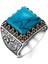 925 Ayar Gümüş Kare Turkuaz(Firuze) Taşlı Erkek Yüzük 1