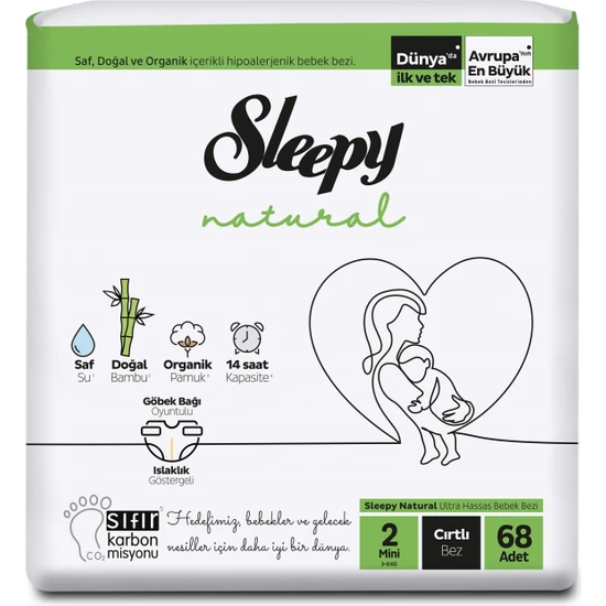 Sleepy Natural Jumbo Bebek Bezi Mini 2 Numara 68 Adet