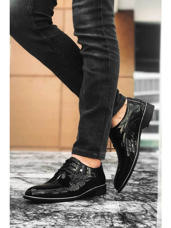 Tomms Erkek Siyah Rugan Damatlık Klasik Ayakkabı RGN-570