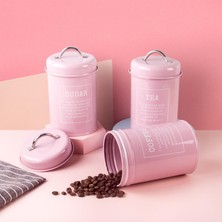 1200ML Mutfak Kutular Seti 3 Paket Kahve Çayı Saklama Kutuları Kavanozlar Pembe(Yurt Dışından)