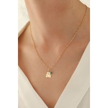 14 Ayar Altın Singapur Zincir Ayıcık-Göz Kolye