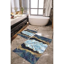 Napoli Home Dijital Baskılı Kaymaz Taban Yıkanabilir 2'li Banyo Paspası Halı Takımı NH-KLZT-HT-319