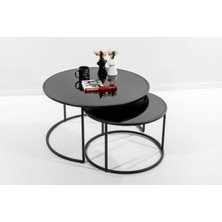 Saha Möble Circles Orta Sehpa Siyah - Siyah Cam