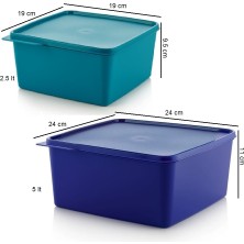 Tupperware Kare Saklama Kabı 2'li Çok Amaçlı Saklama 2.5-5 Lt Hsgl