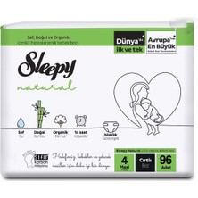 Sleepy Natural Bebek Bezi Ultra Avantaj Paketi Maxi 4 No 96 lı x 2 adet