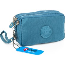 Nemo Bags Unisex Turkuaz Cüzdan 3 Gözlü Bileklikli 17X10 cm Klinkır Su Geçirmez