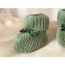 English Home Soft Triko Fiyonklu Bebe Çorap 6-12 Ay Yeşil