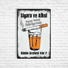 Trend Poster Sigara ve Alkol Retro Ahşap Poster