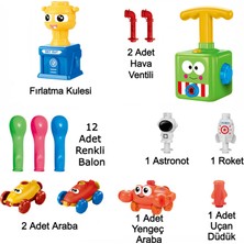 Mj Toys Balon Uçan Astronot ve Havalı Manuel Pompalı Balon Araba Eğitici Oyuncak Seti 3+