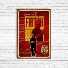 Trend Poster Fatih Terim Retro Ahşap Poster